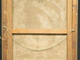 a painting of a wooden frame with a rope around it