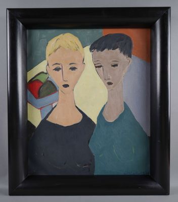 an image of a painting of two people standing next to each other