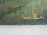 a painting on the wall of a room with a picture on it