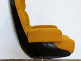 an image of a yellow and black chair sitting on top of a hard wood floor
