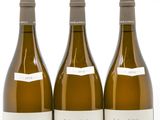 trois bouteilles de vin blanc posées l'une à côté de l'autre sur une surface blanche