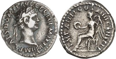 a silver coin with an image of a man and a woman on it