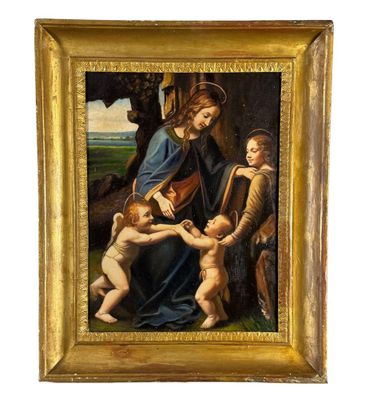 an image of a painting of a woman holding a baby and a child