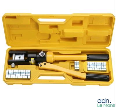 a close up of a tool in a yellow case on a white background