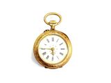 une montre de poche en or avec des chiffres romains