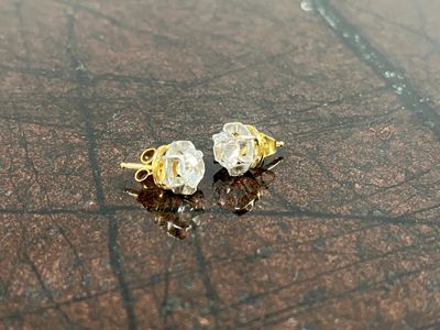 Paire de clous d'oreilles, la monture en or (750/000) et ser…