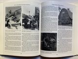 an open book with pictures of people and a plane in it