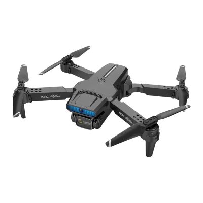 a black drone with a camera attached to it