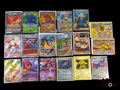 a lot of pokemon cards that are on the table