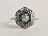 bague art déco en diamant et saphir