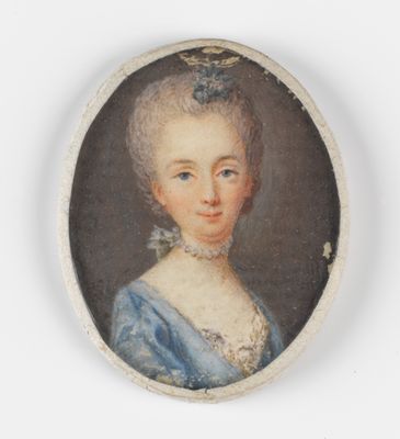 portrait of a woman in a blue dress with a tiable