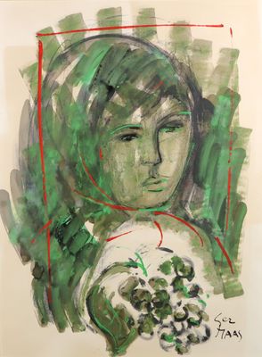 MAAS Ger (Luxembourg, 1931-2020), Visage féminin, aquarelle …