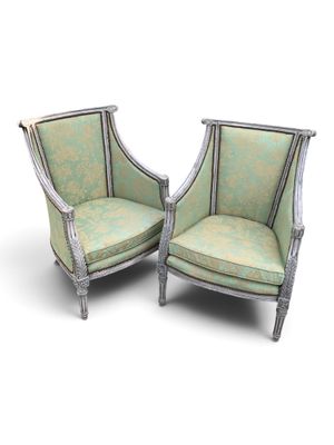 pair of french louis xvi style armchairs with green upholstered upholstered upholstered upholstered upholstered upholstered