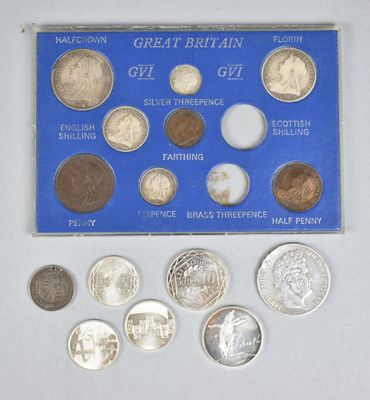 un assortiment de pièces britanniques comprenant un penny, un penny, un penny, un penny, un penny et un penny