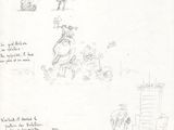 a drawing of a man riding a horse next to a drawing of a man on a horse