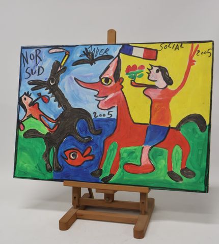 JABER, Jaber Al Mahjoub dit, (1938-2021) « Les cavaliers ». Acryl...