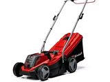 an image of a red lawn mower on a white background
