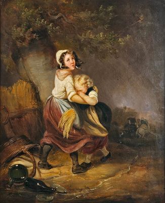 une image représentant un tableau où l'on voit une femme portant un enfant