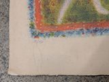 a drawing of a person walking on a sidewalk