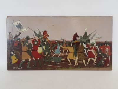 Al. DEGUET - La Mort de Bertrand Duguesclin - Gouache sur pa…