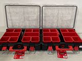 two black and red tool cases with red dividers on top of them