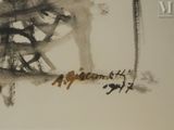 a picture of a painting of a tree with birds flying around it