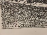 a black and white drawing of a man riding a horse