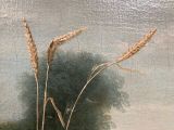 a picture of a painting of wheat in a vase on a table