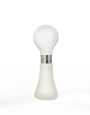 a close up of a white light bulb on a white background
