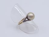 sterling silver and gold ring with a pearl