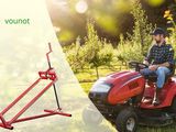 a man sitting on a lawn mower with the words voont on it