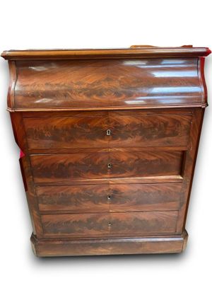 Commode "chemin de fer" en placage d'acajou, époque XIXès. E…