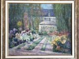 une image représentant un tableau représentant un jardin avec des fleurs et des arbres