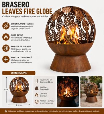 brasero en forme de globe avec brûleur