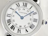 cartier a stainless steel automatic calendar wrist watch with roman numerals