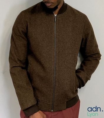 Veste aviateur marron en laine - MONSIEUR MIMOSA - Taille M …