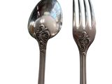 two spoons and a fork on a white background