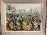 un tableau représentant un groupe d'oliviers dans un champ