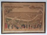 painting of a view of a city with a lot of people in it