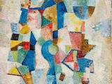 une peinture représentant une peinture d'un homme aux formes et aux couleurs variées