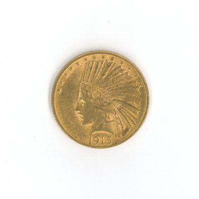 une image représentant une pièce d'or sur laquelle figure une tête d'Indien