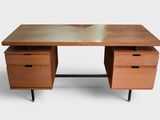 an image of a wooden desk with two drawers on it