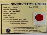 an identification card with a red dot on it