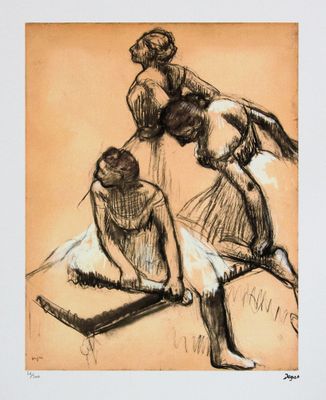 an image of a drawing of two women sitting on a bed