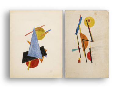 deux tableaux de formes et de tailles différentes sur un fond blanc