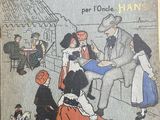 an old children ' s book with a picture of a man and two children