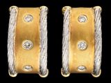 paire de boucles d'oreilles créoles en or jaune 18 carats et diamants