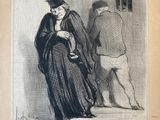 an old drawing of a man and a woman standing next to each other
