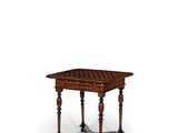 une image représentant une petite table avec un plateau en bois et des pieds tournés