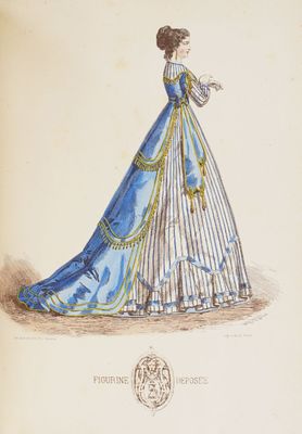 a drawing of a woman in a blue dress